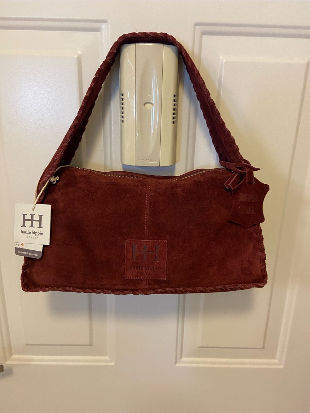 Haute Hippie Wine Suede Braided-Handle Shoulder Bag